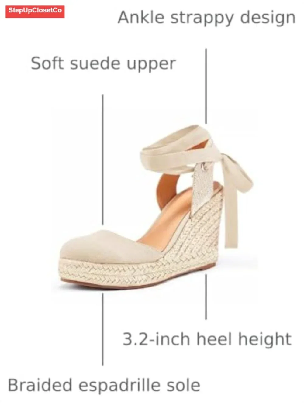 Womens Espadrilles Wedge Sandals Platform Closed Toe Lace Up Ankle Strap